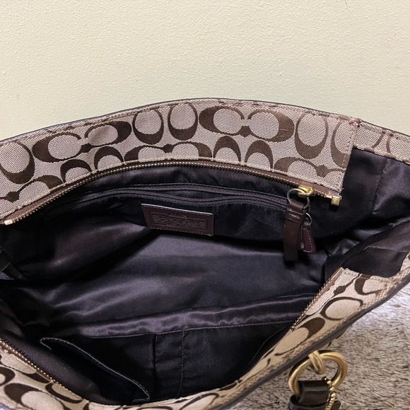 SOLD - Coach Gallery Signature Zip Khaki Mahogany Tote - Picture 8 of 10